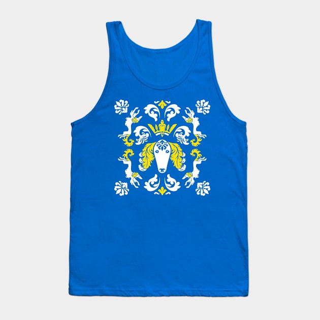 The Spirit of Saluki Damask (Blue) Tank Top by illucalliart